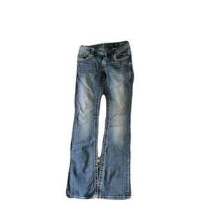 Miss Me Blue Boot Cut Jeans with Embellished Pockets